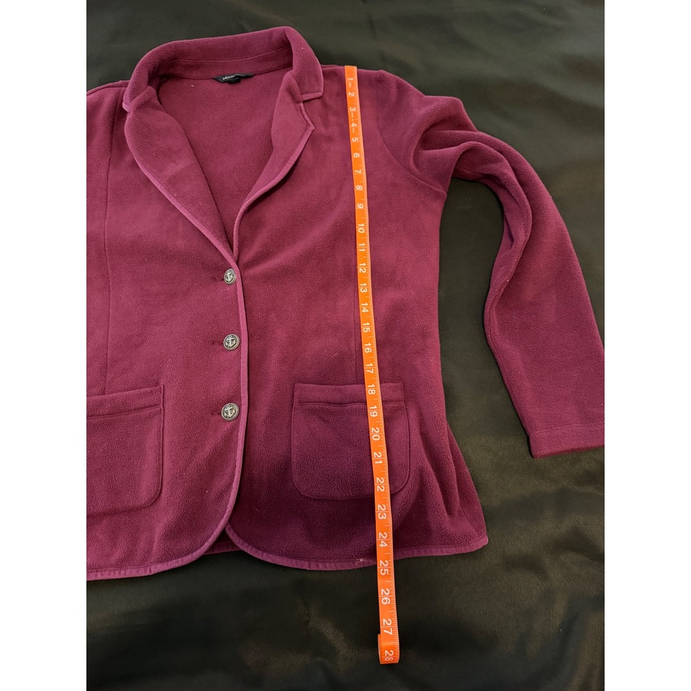 Lands End Womens Fleece Blazer Jacket Berry Pink Anchor Buttons Size M 10-12 - Picture 5 of 13